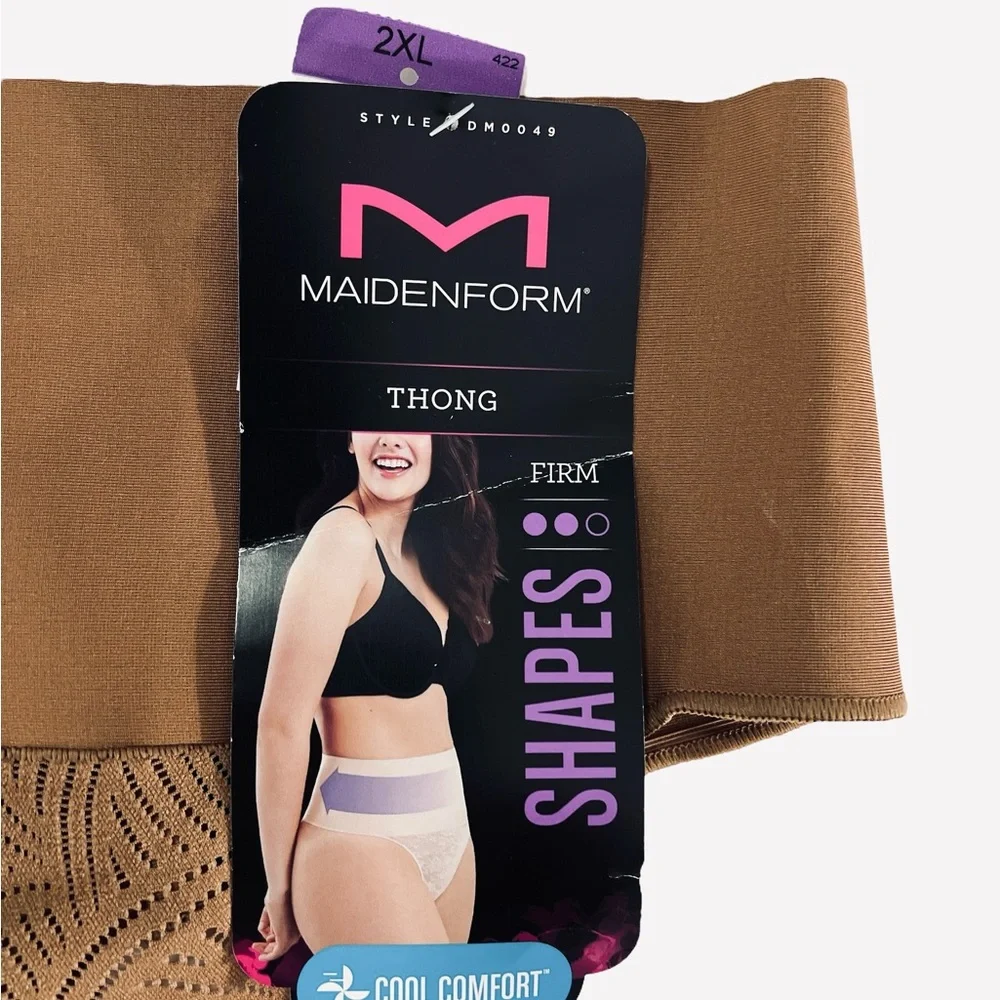 Maidenform Women's Shapewear Thong, Tummy Control Underwear Lace Brown Size 2XL